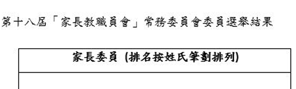 第十八屆「家長教職員會」常務委員會委員選舉結果